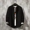 Temporada de primavera y otoño, cuello alto, talla grande, camisa de manga larga estilo chino para hombre, con bordado de grulla, prenda exterior casual, corte holgado y estilo versátil