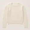 Suéter de cashmere vazado, pulôver de tricô com gola redonda, blusa base feminina jovem, suéter casual de manga longa para mulheres