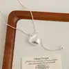 Collar Colgante de Corazón Cepillado Plateado con Forma de Gota de Agua para Mujer, Cadena Larga de Suéter de Cadena de Clavícula Deslizante de Lujo de Alta Gama
