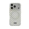 Fondo Blanco Oso de Puntos Soporte Espejo Funda Magnética para Teléfono para Apple 17 Promax, Adecuado para 16 Promax Doble Capa 15