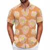 Camisa hawaiana de manga corta transfronteriza con cuello camisero, estilo casual europeo y americano, estampado de verano para hombre