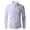 Aliexpress Transfronteiriço Camisa Masculina Business Casual Profissional de Manga Comprida Estilo Coreano Casamento Padrinhos Roupa Íntima Camisa Slim-Fit para Homens