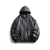Chaqueta de Cuero con Capucha Silueta Negra Rumen Chaqueta para Hombre Otoño e Invierno Cuero Pu Nueva Retro Americana Versátil Chaqueta de Motociclista