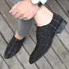 Nuevos Zapatos de Cuero Casual de Negocios para Hombre Estilo Coreano Combinan con Todo Tela Cubierta Transpirables de una Sola Capa Punta Puntiaguda Zapatos Sencillos de Diseñador