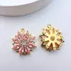 Collar Pulsera Pasador Colgante Corazón de Girasol Hueco Chapado en Oro Cobre Incrustado con Circonita Color Duradero Joyería Hecha a Mano
