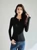 26 Outono Novo Feminino Rosa Mistura de Lã Slim Fit Elástico Manga Longa Tricô Camiseta com Gola Redonda 22773