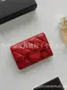 Cartera Rombo Popular Transfronteriza Porta Tarjetas de Mujer Piel de Oveja de Primera Capa Cuero Genuino Porta Tarjetas de Presentación Cartera con Tapa Porta Tarjetas de Crédito