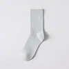 Meias Lisas de Cor para Tamanhos Maiores para Homens, Outono/Inverno, Negócios, Simples, Algodão Puro, Malha Dupla, Versátil, Brancas, Respiráveis, Longas