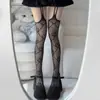 Meia-calça de Renda com Recortes em Formato de Pétala Malha Fina para Primavera e Outono Meias Lolita Finas com Botas Cor Café Retro