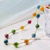 Estilo Ins Cadena de Clavícula Cadena de Suéter Collar con Diseño de Piedra de Cuarcita Imitación Turmalina Dopamina de 10 mm