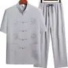 Traje Tang para Hombre, Traje de Manga Corta de Seda Helada para Mediana Edad y Personas Mayores, Ropa China para Hombre, Ropa para Papá, Ropa de Verano para Personas Mayores, Ropa de Verano para Abuelo