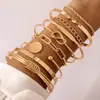 Moda Retro Europea y Americana Joyería Transfronteriza Pulseras Apilables Geométricas Simples Pulsera Abierta Redonda Dorada Pulido Conjunto