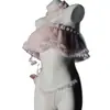 Lingerie Sexy, Estilo Suave e Doce, Uniforme de Três Peças Transparente, Desejo Puro, Renda Brincalhona, Conjunto de Top Tubo Estilo Bolo e Saia Curta