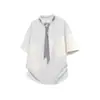 Moda de Verão Masculina Simples Gola Laço Gola Redonda Manga Curta Camiseta Estilo Moderno Masculino ?