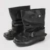Versão em couro macio! Botas de montaria de perna larga com laço de nariz de porco retrô para mulheres, novo modelo 2026, adequadas para o dia a dia e uso ao ar livre, botas curtas com sola grossa