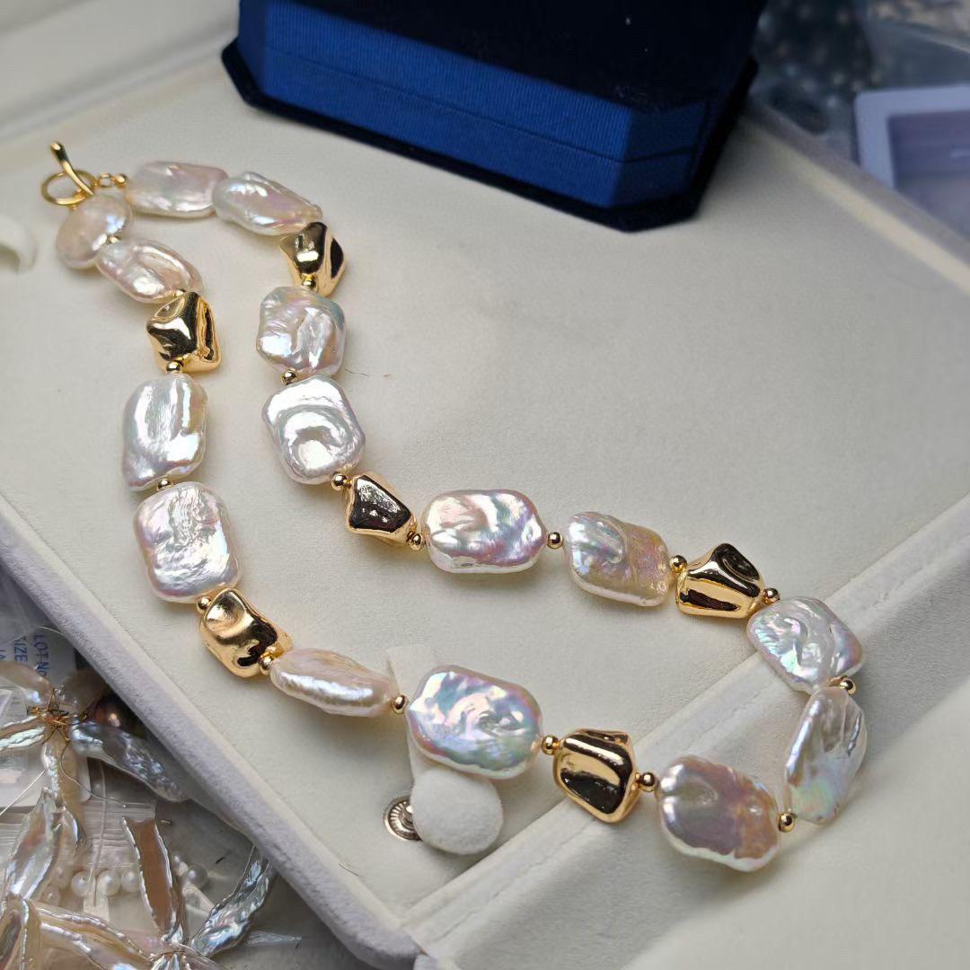 天然巴洛克淡水珍珠项链女小众设计时尚OT扣高级感锁