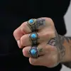 Nova anel masculino estilo indiano retrô punk gema titânio aço ins personalidade hip hop moda anel atacado