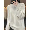 Venta al por mayor del fabricante Suéter 100% Lana, Cuello alto medio, Tejido de punto grueso trenzado, Color liso, Corte holgado, Prendas de punto adelgazantes, Lana fina
