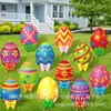 Cartel de Jardín de Pascua con Huevos de Colores y Lazos, Decoración Impermeable y Resistente a la Decoloración para Césped y Jardín al Aire Libre