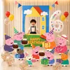 Decorações de Aniversário Temáticas da Peppa Pig Painel de Fundo em KT Balões com Números Decorações de Cena para Festa de Primeiro Aniversário de Menino Menina