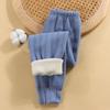 Pantalones Gruesos Cálidos de Felpa con Costuras Sin Costuras, Estilo Nuevo para Niños Mayores, Pantalones Rayados Romanos para Niños y Niñas, Otoño e Invierno