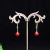 Aretes de Cinabrio Natural Alto Contenido Arena de Oro Púrpura Aretes Incrustados para Mujeres Lujo Accesible Aretes de Alta Gama Joyería de Plata 925 Imitación