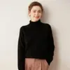Novo Suéter de Cashmere Outono 2026, Gola Alta Meia, Cor Sólida, Pulôver Tricotado, Versátil e Simples, Camada Interna Feminina