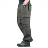 Pantalones casuales de trabajo para hombre estilo retro americano para exteriores, corte holgado, duraderos, corte recto, multibolsillos, pantalones largos versátiles