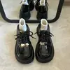 Zapatos de cuero negros para mujer estilo británico, nuevos zapatos populares de otoño 2026 que aumentan la altura, zapatos de charol JK, mocasines de suela gruesa