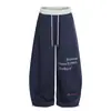 Pantalones deportivos tipo estrella y letra con pedrería para mujer, estilo americano, corte holgado, caída fluida, adelgazantes, pierna ancha, pierna curva, pantalones casuales, pantalones largos