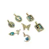 Accesorios para Collares al por Mayor Chapado en Oro Claro de 14K Zirconio Azul Mariposa Tulipán Flor de Rosa Colgante Colgante de Collar para Joyería DIY