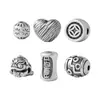 Plata Pura 999 Vintage Corazón de Plata Dura en Forma de León Despertando Moneda de Cobre Cuenta Dzi Paz y Alegría Separador para Joyería DIY Pulsera Accesorios