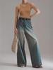 Pantalones vaqueros de corte irregular para mujer, de alta gama, lavados, estilo retro, de pierna ancha, modernos, 24K176