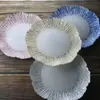Prato Redondo de Vidro Estilo Europeu com Folha de Ouro Prato de Frutas para Sala de Estar Decoração de Prato de Vidro Floco de Neve Prato Ocidental para Casa Jogo Americano