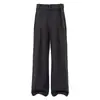 Pantalones de Kendo "Reef Door Flap" con Cinturón Ajustable, Pantalones Casuales Plisados de Caída Suelta, Pierna Recta, Pierna Ancha