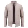Cárdigan Grueso de Punto para Hombre con Cuello Alto y Cremallera Otoño Invierno Plus Terciopelo Espesado Abrigo Suéter Casual de Negocios Top Cálido