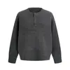 Muxi Roupas # Estilo Retro Old Money Outono e Inverno Gola Henley Botões Suéter de Tricô Manga Longa Caimento Solto Camisa Básica para Homens