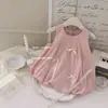 Vestido de Algodão Sem Mangas para Meninas Vestido Pão de Flor Chegada Nova 2025 Laço Estilo Coreano Moda Sem Mangas Estilo Princesa Vestido Super Fofo