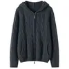 Suéter Cardigan de Malha Cashmere para Mulheres, Novo Modelo 2026, Luxo Leve Aconchegante Malha Trançada com Zíper Moletom Casaco