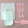Pastel de cumpleaños cuchillo tenedor plato vela plato de cena plato juego de vajilla plato de papel desechable combinación de cuchillo y tenedor de plástico estampado floral