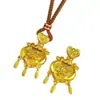 Colgante de Candado Ruyi con Borla de Flor de Lirio Tradicional en Oro Arena, Placa Redonda, Chapado en Cobre con Oro, con Cordón, Estilo Chino Nuevo Tendencia Personalizada