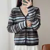 Nuevo cárdigan de punto fino de lana retro otoño/invierno 2026 manga larga jacquard Fair Isle holgado