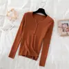 Nuevo Suéter de Punto Ajustado de Cuello Redondo de Manga Larga Fino para Mujer, Estilo Retro Otoño/Invierno, Capa Base