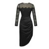 Moda Otoño 2026 Ropa para Mujer, Estilo Elegante y Femenino, Cuello Redondo con Encaje Empalmado, Vestido Asimétrico de Corte Ajustado, Negro 30051