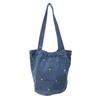 Saco de denim mulheres de grande capacidade saco de ombro moda simples bordado saco de balde cross-border novo saco de tote