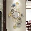 Nuevo Reloj Espejo Creativo con Forma de Hoja de Ginkgo Estilo Chino para Sala de Estar y Comedor, Reloj de Pared de Lujo Ligero