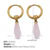 Pendientes Europeos y Americanos de Acero Inoxidable Nuevos Pendientes de Flor de Cuatro Hojas Elegantes Simples Versátiles Pendientes de Estrás de Gama Alta Joyería