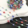 Cadena para Manualidades Material Cadena de Clip de Cristal de Colores Cadena Redonda de Cristal Espaciador Cadena de Cobre Accesorios Dorados Plateados Cadena Suelta