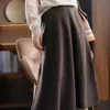 Nova saia midi de lã, peso pesado, saia plissada para mulheres, espessa, macia e quente, elegante