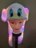 Gorra de felpa con orejas de conejo luminosas para apretar a mano, con bolsa de aire, orejas móviles, gorra de dibujos animados para padres e hijos